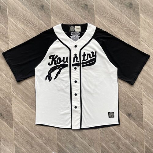 Kapital Casual Bone Embroidery Letter Loose Baseball Short-Sleeve Shirt