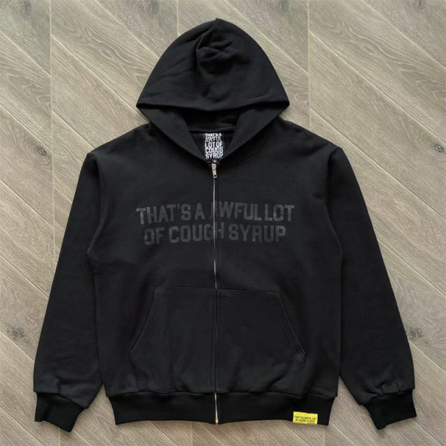 That's A Awful Lot of Cough Syrup Black Zipped Hoodie