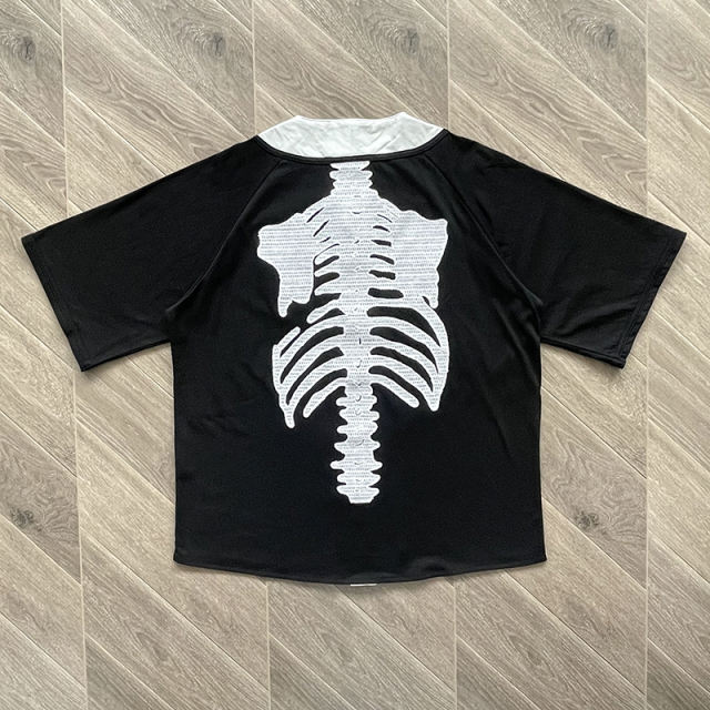 Kapital Casual Bone Embroidery Letter Loose Baseball Short-Sleeve Shirt