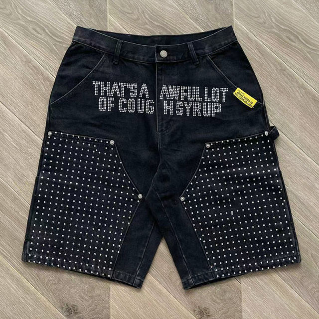 That's A Awful Lot of Cough Syrup Rhinestone Denim Shorts