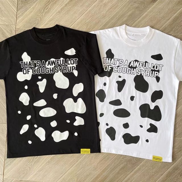 That's A Awful Lot of Cough Syrup Cowboy Print T-Shirt Tee Black White