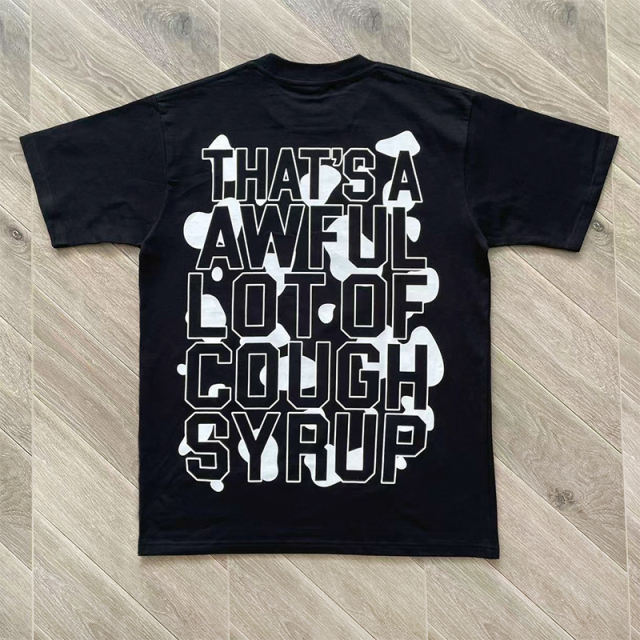 That's A Awful Lot of Cough Syrup Cowboy Print T-Shirt Tee Black White