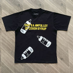 That's A Awful Lot of Cough Syrup Cowboy Print T-Shirt Tee Black White