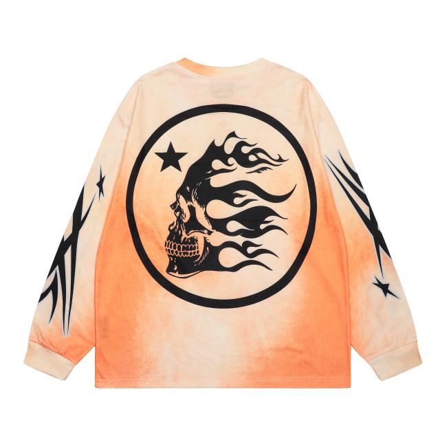 Hellstar Skull banknotes Print Washed Version Long-Sleeve T-Shirt