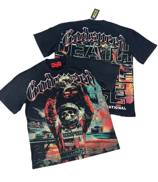 28429037 Skeleton Race Car Driver Holding Trophy Print Washed Version Tee 2 colors