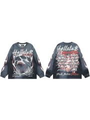 Hellstar Menacing Skeleton Print Washed Version Long-Sleeve T-Shirt