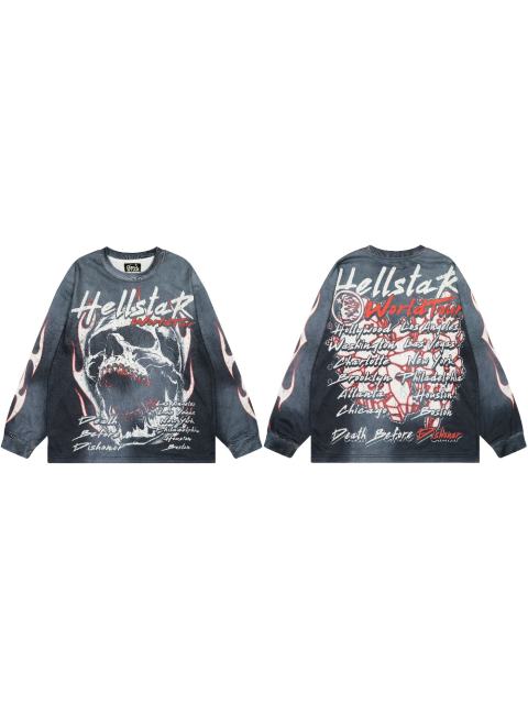 Hellstar Menacing Skeleton Print Washed Version Long-Sleeve T-Shirt