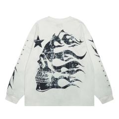Hellstar Black Dog Print Washed Version Long-Sleeve T-Shirt