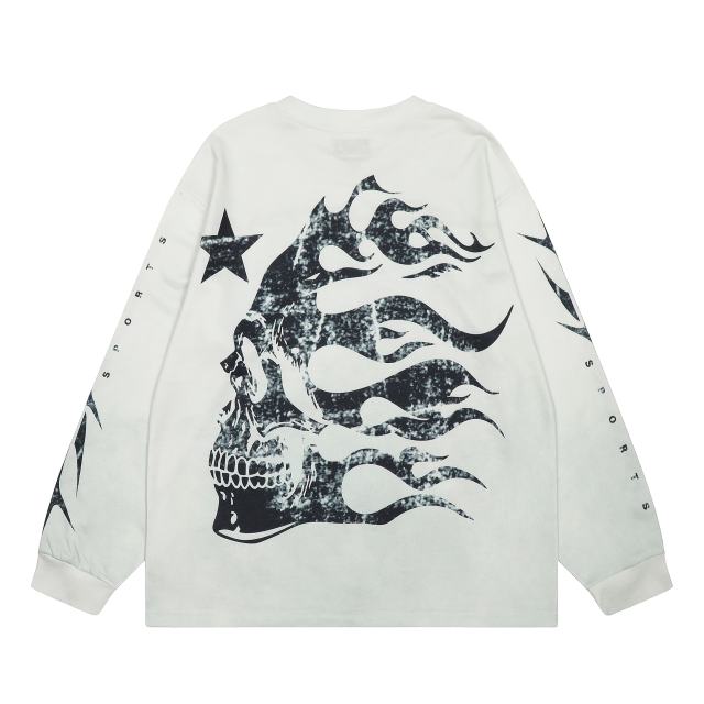 Hellstar Black Dog Print Washed Version Long-Sleeve T-Shirt