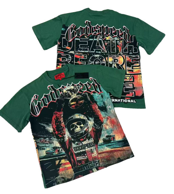 28429037 Skeleton Race Car Driver Holding Trophy Print Washed Version Tee 2 colors
