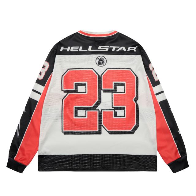 Hellstar Color-blocking logo printed mesh Long Sleeve T-Shirt