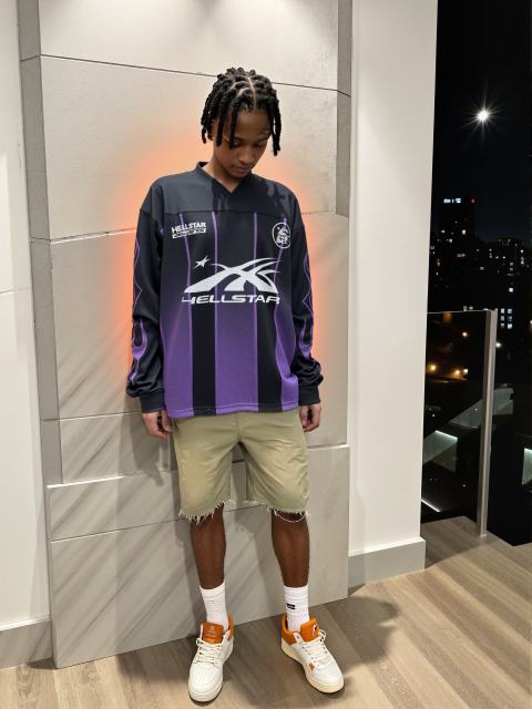 Hellstar Black and purple mesh patchwork Long Sleeve T-Shirt