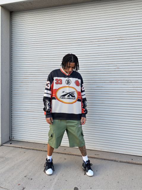 Hellstar Color-blocking logo printed mesh Long Sleeve T-Shirt