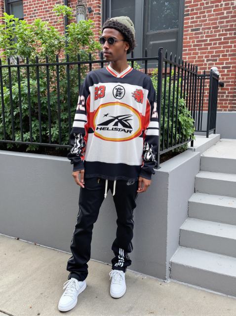 Hellstar Color-blocking logo printed mesh Long Sleeve T-Shirt