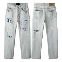 1:1 quality version 28468709 Blue ripped straight-leg Jeans