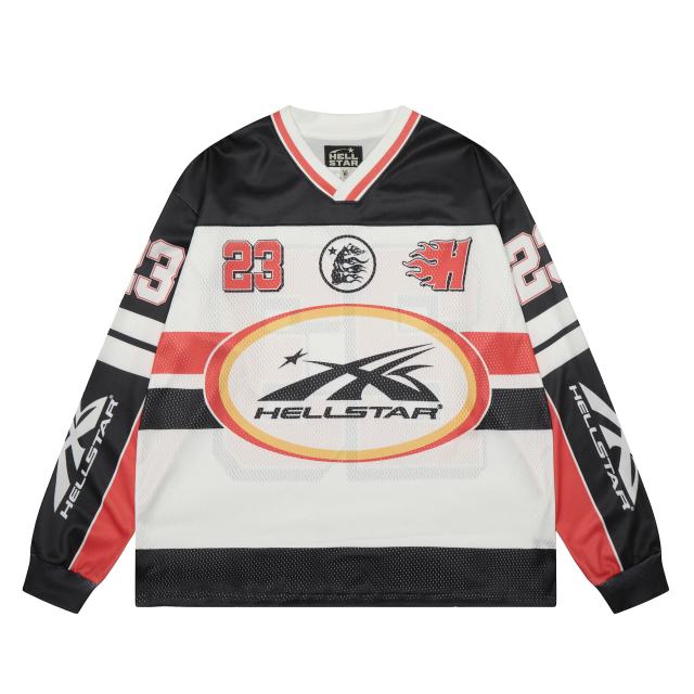 Hellstar Color-blocking logo printed mesh Long Sleeve T-Shirt