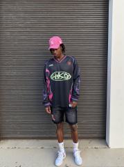 Hellstar Pink and Purple Flame Digital Printed Mesh Long Sleeve T-Shirt