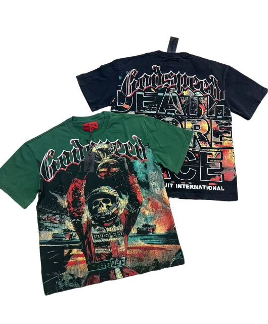 28429037 Skeleton Race Car Driver Holding Trophy Print Washed Version Tee 2 colors