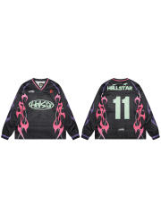 Hellstar Pink and Purple Flame Digital Printed Mesh Long Sleeve T-Shirt