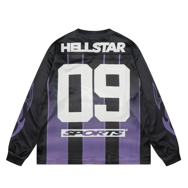 Hellstar Black and purple mesh patchwork Long Sleeve T-Shirt
