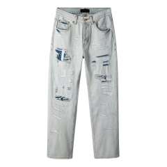 1:1 quality version 28468709 Blue ripped straight-leg Jeans