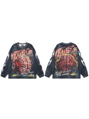 Hellstar 1092 Brain Print Washed Version Long-Sleeve T-Shirt
