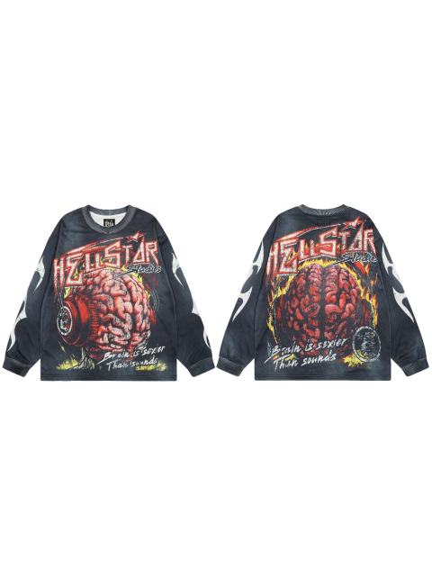Hellstar 1092 Brain Print Washed Version Long-Sleeve T-Shirt