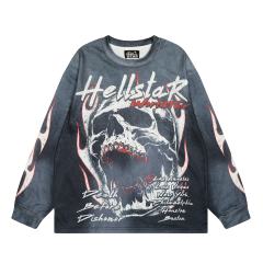 Hellstar Menacing Skeleton Print Washed Version Long-Sleeve T-Shirt