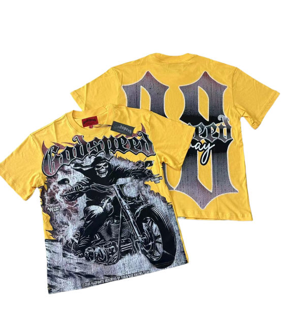 28437317 Skeleton Cycling Print Washed Version Tee 2 colors