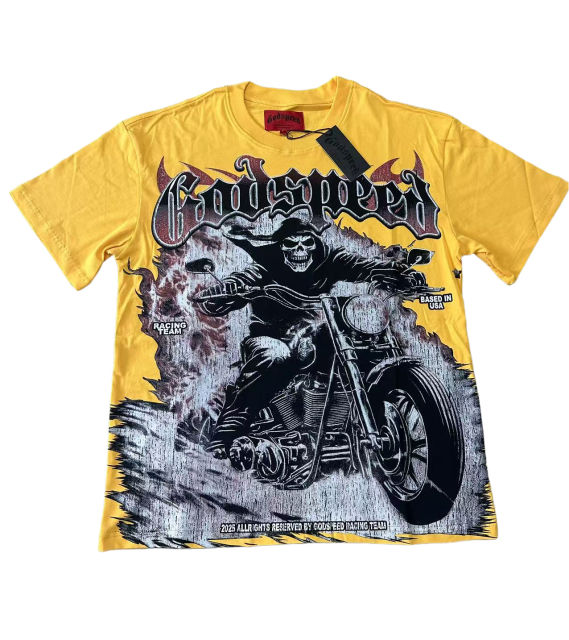 28437317 Skeleton Cycling Print Washed Version Tee 2 colors
