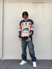 Hellstar Color-blocking logo printed mesh Long Sleeve T-Shirt