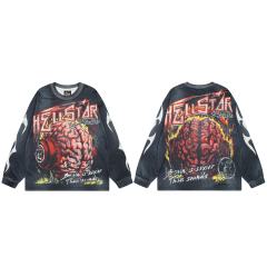 Hellstar 1092 Brain Print Washed Version Long-Sleeve T-Shirt