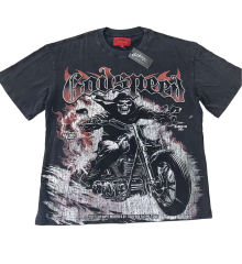 28437317 Skeleton Cycling Print Washed Version Tee 2 colors