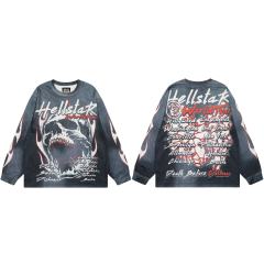 Hellstar Menacing Skeleton Print Washed Version Long-Sleeve T-Shirt