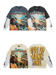 28452119 Robot Printed Washed Version Long Sleeve T-Shirt 3 colors