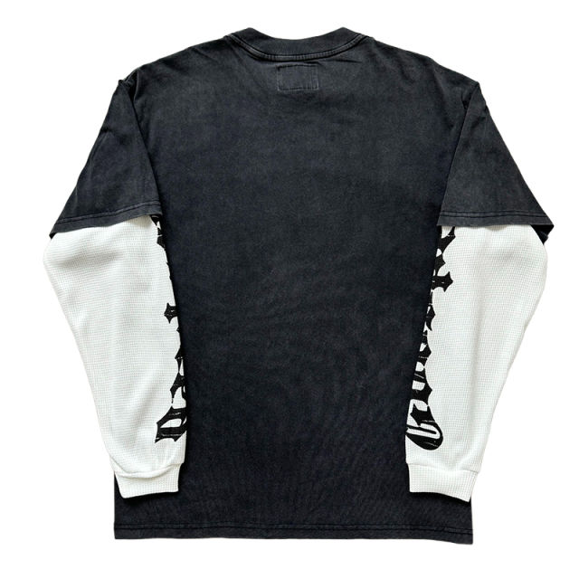 28470963 Skull Glitter Bio-Print Washed Version Long-Sleeve T-Shirt