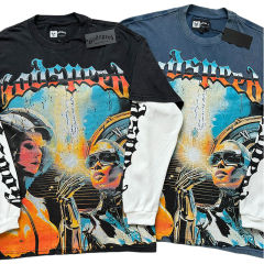 28452119 Robot Printed Washed Version Long Sleeve T-Shirt 3 colors