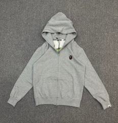 [Best Quality] 1:1 Bape Basic Ape Embroidery Logo Hoodie Gray