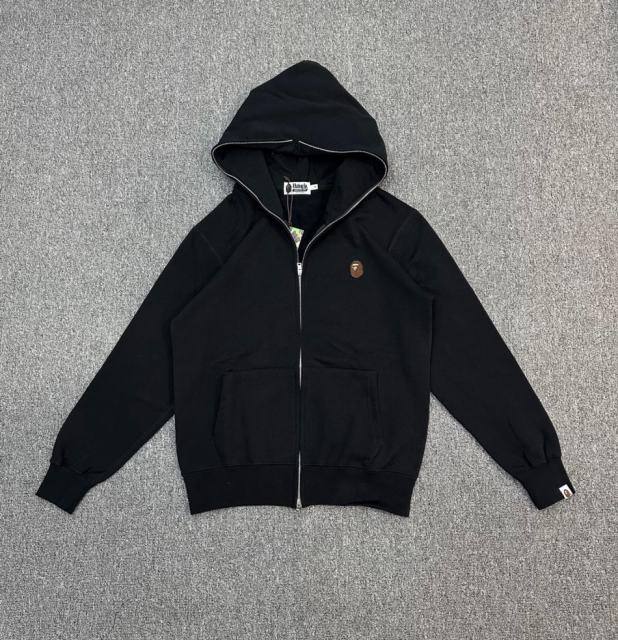 [Best Quality] 1:1 Bape Basic Ape Embroidery Logo Hoodie Black