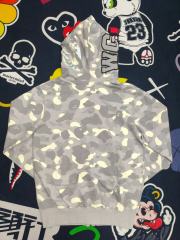 [Best Quality] 1:1 BAPE Shark Full Zip-up Camo Hoodie Glow in the Dark Gray