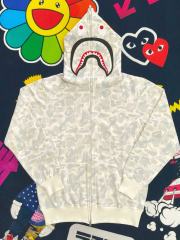 [Best Quality] 1:1 Bape Double Hood Harajuku Limited White Camo Shark Hoodie
