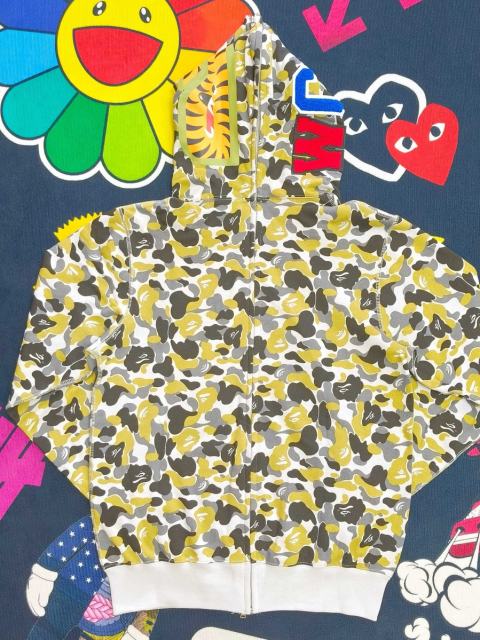 [Best Quality] 1:1 Bape Double Hood GINZA Limited Green Camo Shark Hoodie