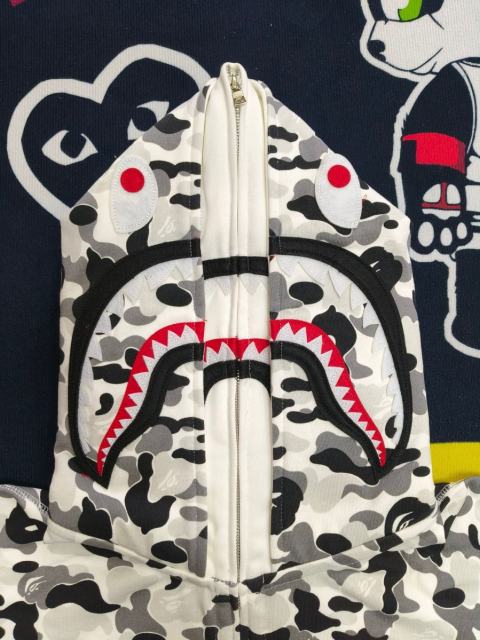 [Best Quality] 1:1 BAPE Gray Camo Shark Double Hood Full Zip-up Hoodie