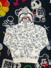 [Best Quality] 1:1 Bape Shark Double Hood Glow in Dark Hoodie White