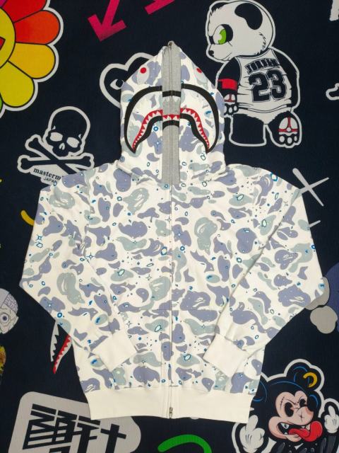 [Best Quality] 1:1 Bape Shark Double Hood Glow in Dark Hoodie White