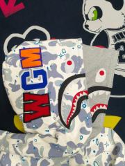 [Best Quality] 1:1 Bape Shark Double Hood Glow in Dark Hoodie White