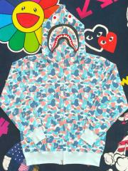 [Best Quality] 1:1 Bape Double Hood HANGZHOU Limited Green Camo Shark Hoodie