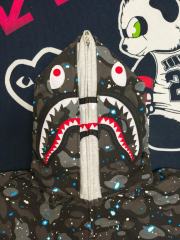 [Best Quality] 1:1 Bape Shark Galaxy Camo Double Hood Glow in Dark Hoodie Black