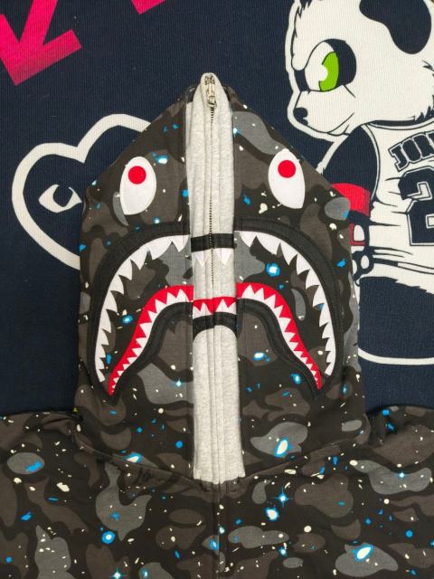 [Best Quality] 1:1 Bape Shark Galaxy Camo Double Hood Glow in Dark Hoodie Black
