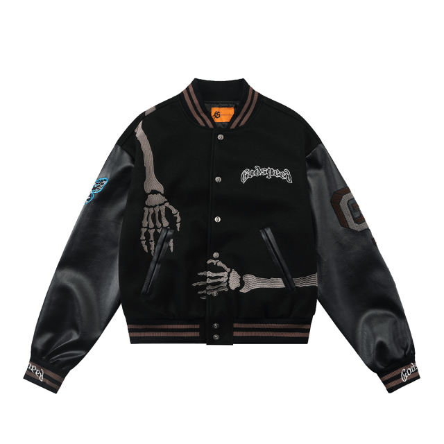 28485548 Back Skeleton Embroidered Baseball Jacket 2 colors
